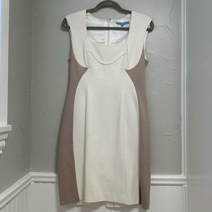 ANTONIO MELANI Size 6 White and Tan Dress